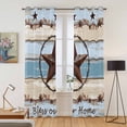 thumbnail image 2 of Country Star Blue Kitchen Curtains 96 Inch Length, Farmhouse Western Texas Star Barn Grommet Top Bedroom Living Room Curtains, Light Filtering Cafe Curtain Drapes 2 Panels Set 104''x96'', 2 of 9