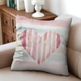 thumbnail image 4 of Valentines Day Pink Stripe Love Heart Be Mine Pillowcases,Romantic Throw Pillow Covers 18 X 18 Inch, Set Of 2, Linen Study Sofa Cushion Cover Indoor Living Room Home Decor, 4 of 7