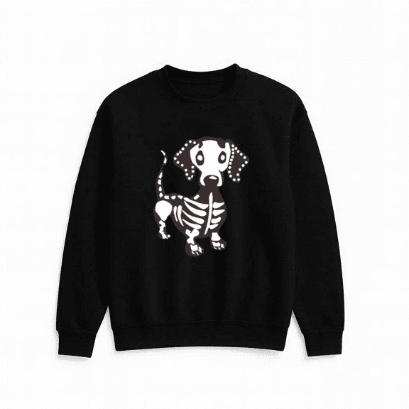 Dachshund Skeleton Spooky Halloween Costume Party Graphic Outfit Sweatshirt, for men & women, up to size 5XL