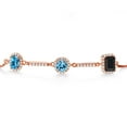 thumbnail image 2 of Gem Stone King 1.76 Ct Oval Swiss Blue Topaz 18K Rose Gold Plated Silver Bracelet for Women, 2 of 4