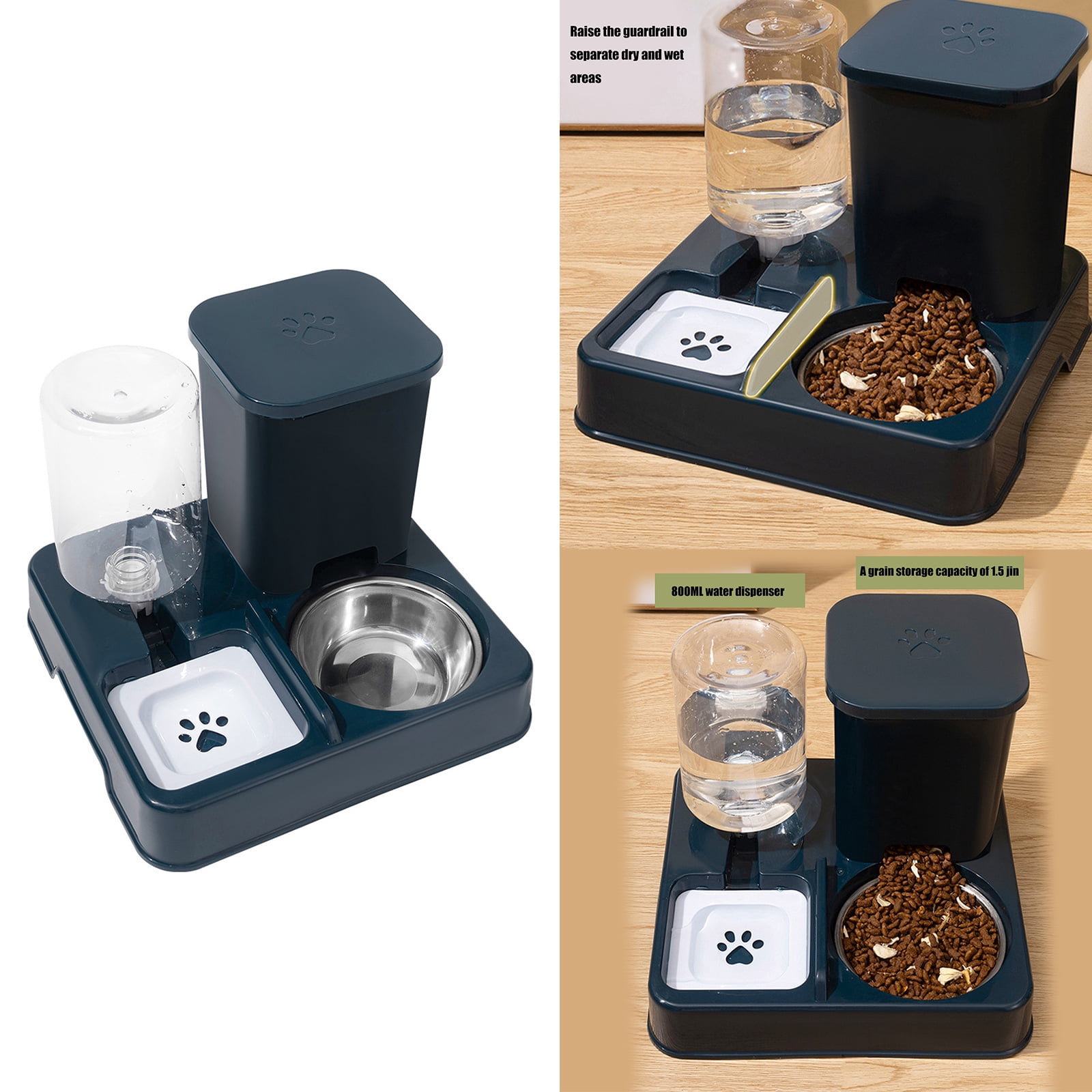 2IN1 Automatic Feeder for Small Dog Cats Feeder Double Bowl Container and Water Dispenser Pet Dishware