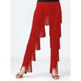 thumbnail image 2 of Yeahdor Womens Tassel Latin Dance Pants Dancewear Tango Cha-Cha Costume Tiered Fringed Pants Red XXL, 2 of 3