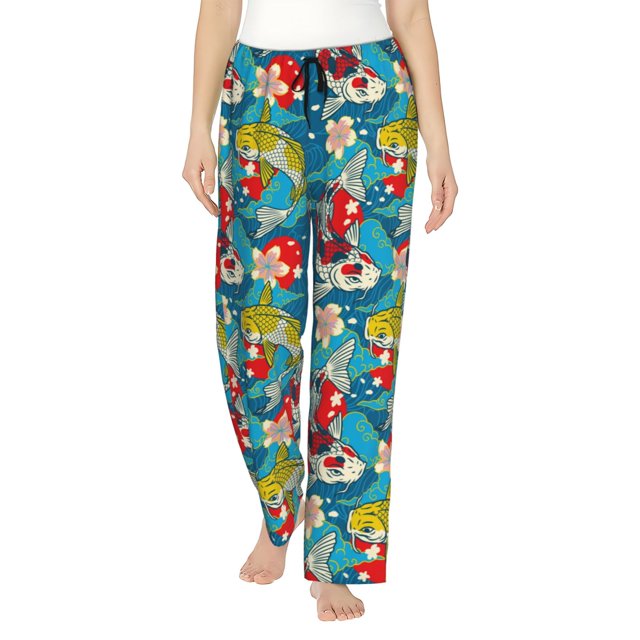 Balery Japanese Koi Pantalones de pijama para mujer, pijamas ultraligeros, pantalones de estar por casa-XX-Large