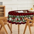 thumbnail image 4 of Christmas Tablecloth 70×70 Inch Round, Christmas Ball Ornaments Red Bufalo Plaid Washable Table Cover for Party Picnic Dinner Decor, 4 of 6