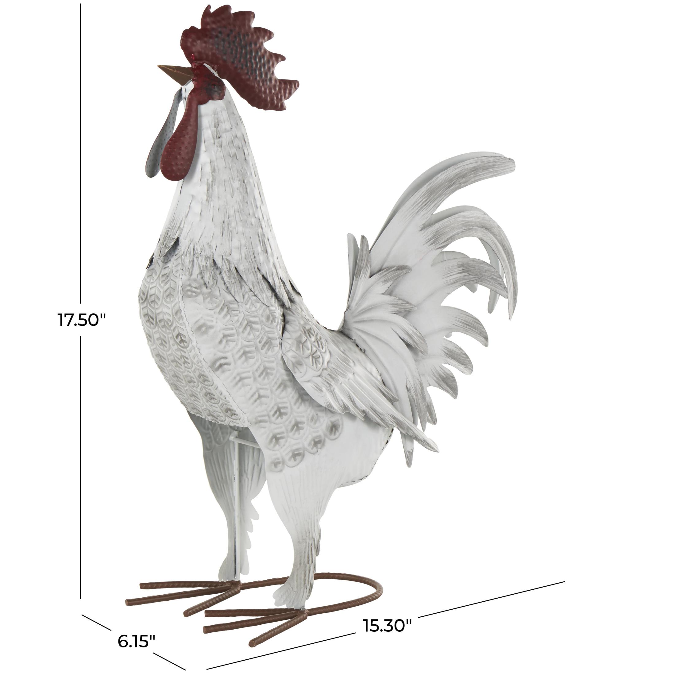 DecMode 18" Rooster Garden Sculpture with Black Texturing and Red Accents