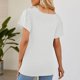 thumbnail image 4 of Top de verano para mujer, blusa holgada de manga corta con volantes, cuello redondo y hombros fruncidos, color blanco S, 4 of 6