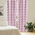 thumbnail image 2 of Ambesonne Geometric Window Curtains, Vintage Squares Lines, Each 28" W x 63" L, Magenta Grey and Pink, 2 of 4
