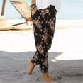thumbnail image 3 of Women High Waist Printing Drawstring Casual Pants Women Easy Trousers Long Pants Boho Beach Pockets Pants Waist Printing Boho Women Easy Pockets High Pants Beach Trousers Pants Long Pants, 3 of 7