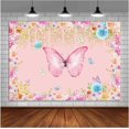 thumbnail image 4 of Butterfly Backdrop for Princess Girls Happy Birthday Party Banner Vinyl 5x3ft Fairy Butterflies Floral Photo Background Baby Kids Garden Tea Party Cak, 4 of 4