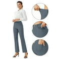 thumbnail image 6 of Boli Women's Pants Solid Color Elastic Waist Work Office Straight Leg Casual Pants，Size S-2XL, 6 of 7