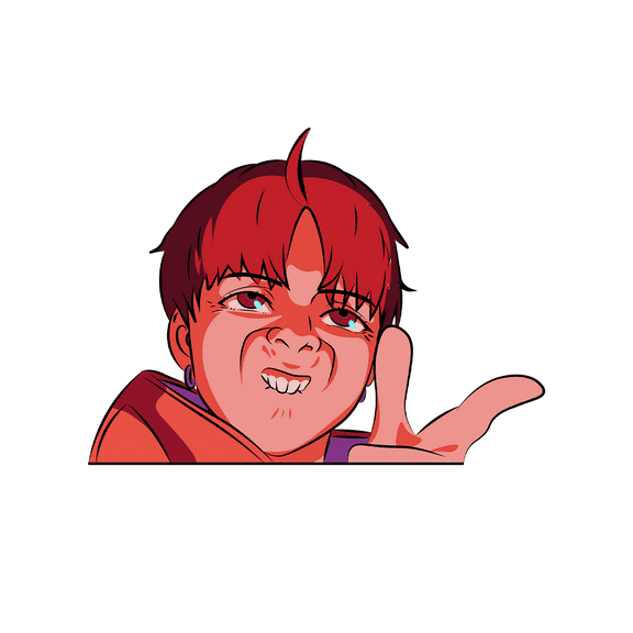 Jiji Funny Face Sticker – Dandadan Anime Vinyl Decal | Laptop, Notebook, or Water Bottle Sticker