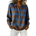 thumbnail image 2 of Women's Plaid Print Buttoned Cardigan Sweater Soft Long-Sleeve Checkered Knitwear Coffee XL, 2 of 4