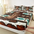 thumbnail image 3 of Castle Fairy Western Tribal Aztec Full Size Sheets,Brown Boots Hat Bed Sheets, 3 of 7