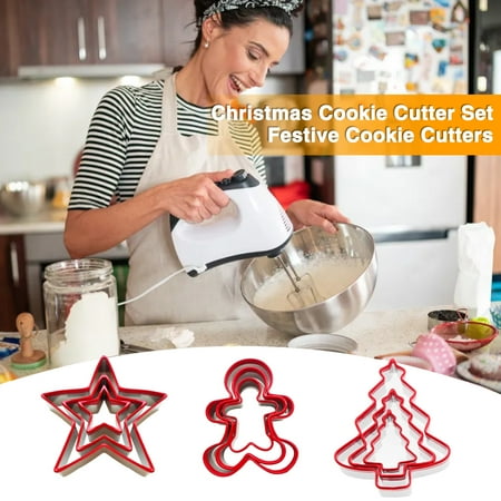

Ludlz 3Pcs Biscuit Mold Durable Stainless Steel Christmas Tree Star Shaped Cookie Cutter for Festive Holiday