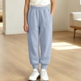 thumbnail image 4 of Rrxhxhs Pants for Girls Solid Color Elastic Waist Loose Fleece Casual Athletic Joggers with Patch Pockets,Light Blue,10-11 Years, 4 of 7