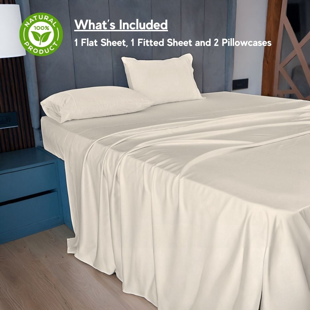 Home Prides King Bamboo Sheets Set - 100% Bamboo Viscose, Silky Soft Cooling & Breathable Bamboo Bed Sheets, 4-Piece, 15” deep Pocket, Oeko-Tex Certified, Pearl Ivory