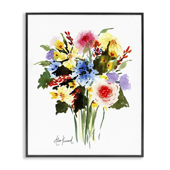 Stupell Industries Traditional Modern Bright Bouquet Black Framed Giclee Art, 11 x 14, by Alexandria Gilbert Kincaid
