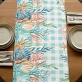 thumbnail image 5 of Table Runners 72 Inches Long Dress Scarves, Summer Coastal Farmhouse Kitchen/Dining Table Runner, Coffee Tablerunners, Watercolor Corals Shells Starfish Green Plaid 13x72 Inch, 5 of 9
