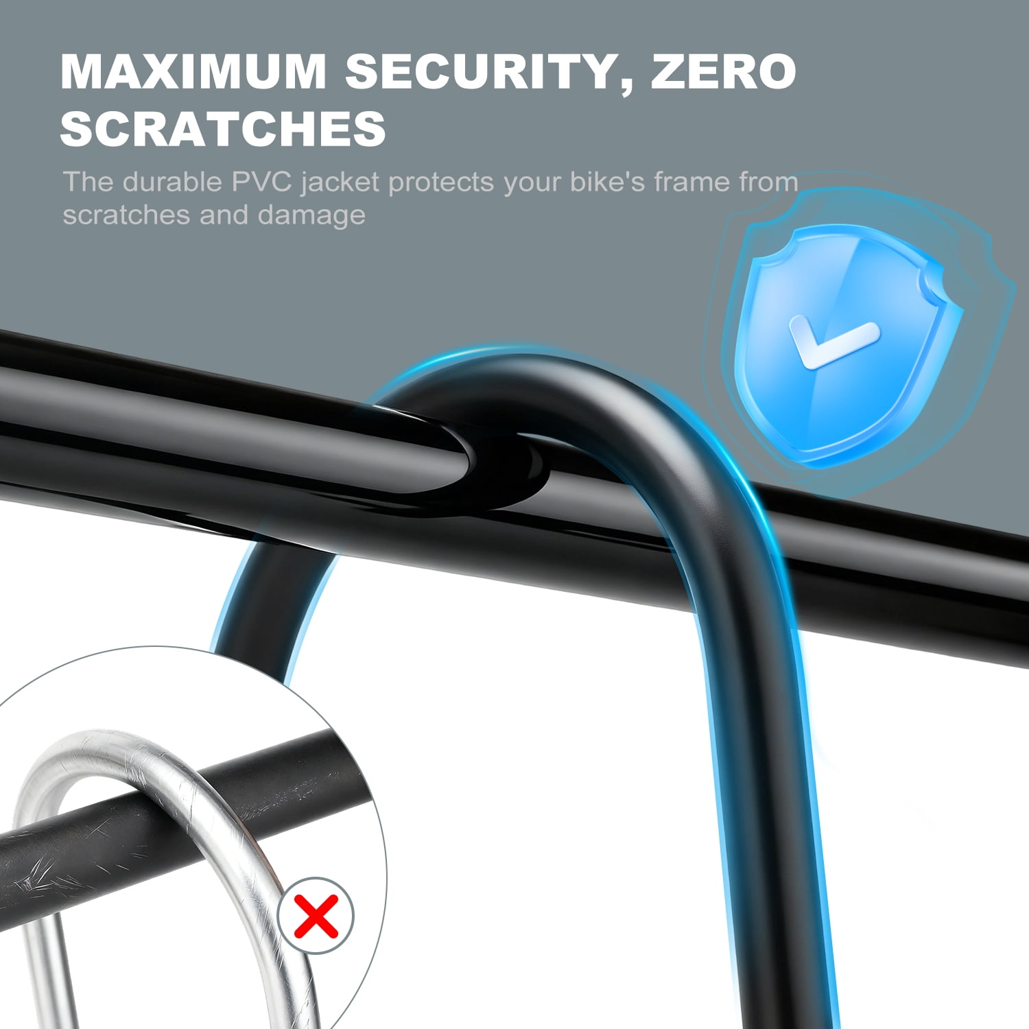 Apecyc 12mm U-Lock Bike Lock with 4ft Security Cable, Heavy Duty Bicycle Lock with Mounting Bracket & Dust Cover,Keyed Anti Theft Lock for Motorcycle, Ebike, Scooter