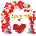 thumbnail image 1 of I Love You Balloons, 90 pcs Red Heart Balloons Set - 1000 Red Rose Petals for Anniversary Romantic Decorations Special Night | Teddy Bear Valentines Balloons | Love Balloons Heart Shaped Balloons, 1 of 3