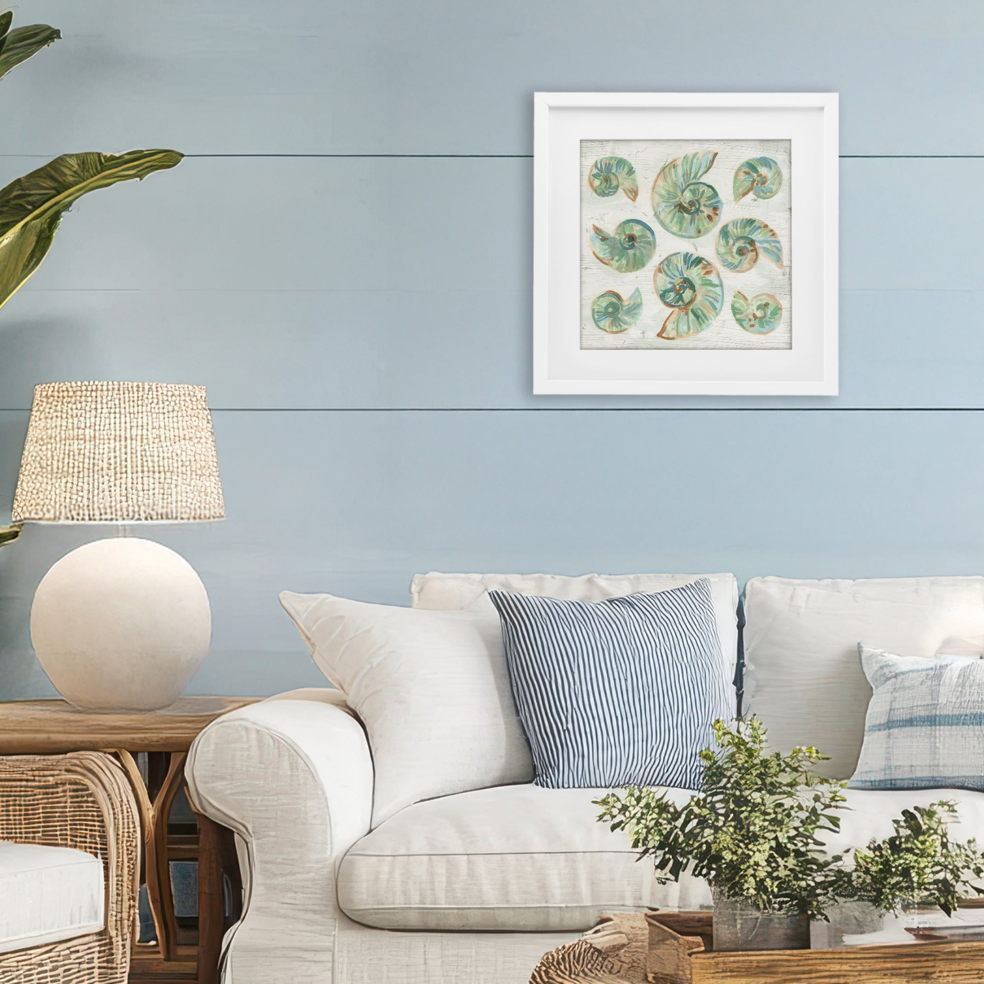 Stupell Industries Organic Saltwashed Shells White Framed Print Under Glass, design by June Erica Vess