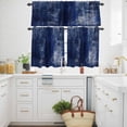 thumbnail image 3 of Navy Blue Kitchen Curtains Valances and Tiers Set of 3 Abstract Art Graffiti Paint Style Tier Curtains and Valance with Rod Pocket for Small Windows, 27.5"x36", 3 of 9