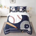 thumbnail image 2 of 7 Piece King Baseball Bedding Sets ,Sports Comforter Set Ball Games Room Decor,Navy Blue White Baseball Bed in a Bag with Fitted Sheet,Flat Sheet,Pillowcases & Shams, 2 of 5