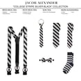 thumbnail image 4 of Jacob Alexander Men's College Stripe Woven 2.75 inch Width Slim Neck Tie - Silver Black, 4 of 5