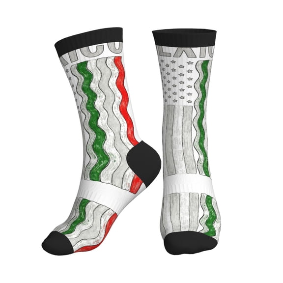 Athletic Socks Mexico-America Flag Sport Running Calf Socks Crew Socks for Men Women