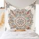 thumbnail image 1 of ZHAOCHENG Tapiz de pared con diseño de mandala y flores: tapiz bohemio hippie blanco con estampado floral esbozado, 1 of 5