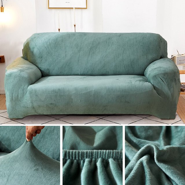 Funda de sofá gruesa de felpa de terciopelo, funda de sofá seccional elástica todo incluido para sala de estar, chaise longue, cubiertas de esquina en forma de L Tan Jianjun unisex