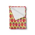 thumbnail image 2 of Strawberry Soft Flannel Fleece Throw Blanket, Raspberry and Strawberry Slices Motifs Ornamented with Geometric Shapes Theme, Cozy Plush for Indoor and Outdoor Use, 50" x 60", Multicolor, by Ambesonne, 2 of 5