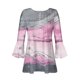 thumbnail image 4 of ICHUANYI Clearance Women's Casual Trumpet 3/4 Sleeve Printed Buttoned Basic Ruched Corset Tunic Tops Pleated T-shirts Blouses(Gray, XL) ICHUANYI WER2023080701243, 4 of 5