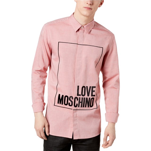 Camisa Love Moschino Hombre Botones Logo Terciopelo Roja XL