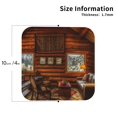 thumbnail image 2 of Picia Log Cabin Inside Printed Leather Coasters for Drinks, 4" Drink Coasters Set of 4 for Tabletop Protection, Handmade Luxurious Home Décor and Housewarming Gift -Square, 2 of 6