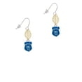 thumbnail image 2 of Delight Jewelry Silvertone Blue Policeman's Badge Goldtone Leaf French Earrings, 2 of 4