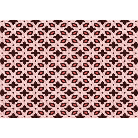 Ahgly Company Indoor Rectangle Patterned Deep Rose Pink Area Rugs, 7' x 9'