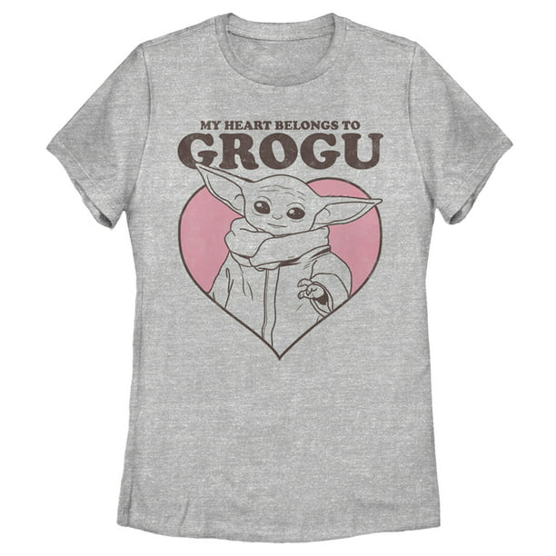 Women's Star Wars The Mandalorian Valentine's Day The Child Belongs to Grogu  Graphic Tee Athletic Heather Large