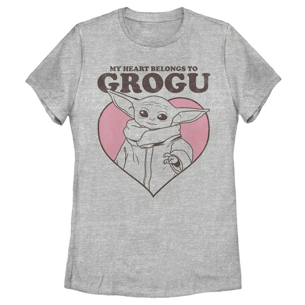 Women's Star Wars The Mandalorian Valentine's Day The Child Belongs to Grogu Graphic Tee Athletic Heather Large