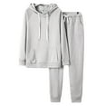 thumbnail image 2 of Frontwalk Ladies Sweatsuits 2 Piece Outfits Two Outfit Hooded Jogger Set Women Warm Fleece Hoodies And Sweatpants Sets Long Sleeve Gray XL, 2 of 8