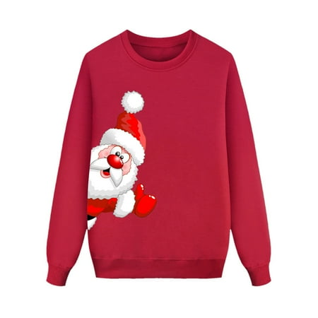 

Family Matching Outfits Christmas Long Sleeve Santa Print Hoodless Pullover Sweatshirt Blouse For Dad Matching Clothing Set