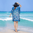 thumbnail image 3 of Miss Lavish London Women’s Short Kaftan Dress – Floral Print Kimono Tunic, Boho Summer Kaftan Beach Cover Up, Casual Loose Fit Vacation Dress, Ladies Resort Loungewear – Teal, 24-28 (K-159), 3 of 5