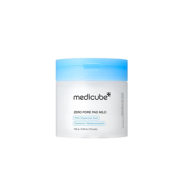 MEDICUBE - Zero Pore Pad Mild 2.0 (70 pads) - Almohadillas tónicas suaves exfoliantes y calmantes - Con PHA, ácido hialurónico, pantenol y madecassoside