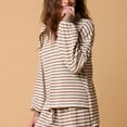 thumbnail image 6 of Women's Long Sleeve Striped Pajama Set Comfortable Warm Loungewear with Drawstring Pants Comfortable Homewear, 6 of 9