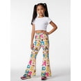 thumbnail image 5 of 5-6Y Girls Colored Flared Pants Digital Print Trousers Slim-Fit Wide Leg Flare for Spring Summer Autumn, 5 of 6