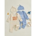 thumbnail image 3 of BemeyourBBs Newborn Auntie's Little Bestie Outfit Baby Boy Girl Fall Winter Spring Clothes Waffle Knit Romper Long Sleeve Letter Embroidery Jumpsuit with Hat Set, 3 of 9