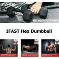 thumbnail image 4 of IFAST Rubber Coated Hex Dumbbells, Home Gym Training Hex Dumbbell with Metal Handle, 15lbs/20lbs/25lbs/30lbs/45lbs Free Weights in Pairs or Single, 4 of 5