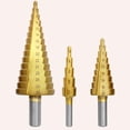 thumbnail image 3 of 3 piezas broca escalonada perforadora ahorra tiempo mejora de Metal brocas escalonadas de acero 4-12/4-20/4-32mm para tableros industriales amantes Mango triangular, 3 of 9