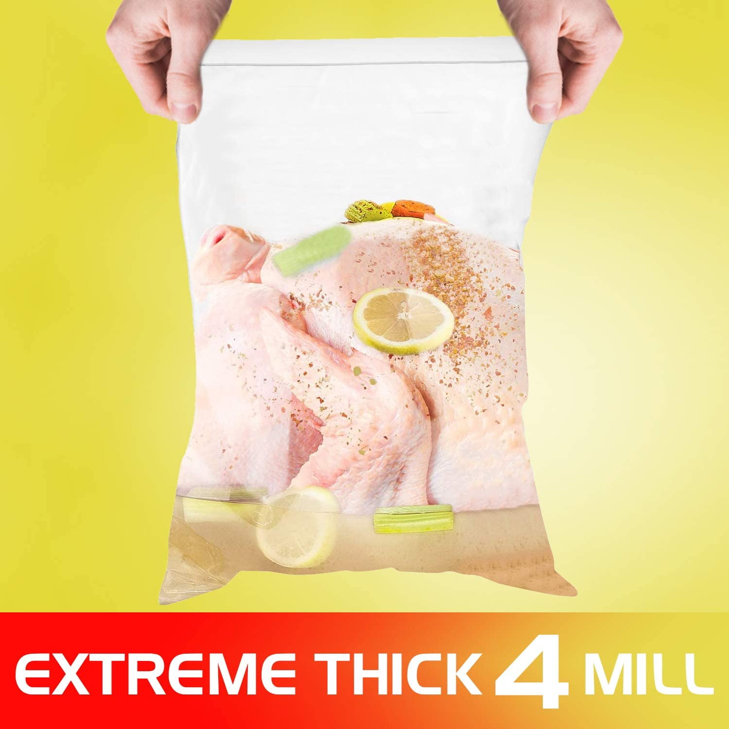  [ 10 COUNT ] - 3 MILL - Extreme THICK Extra Large Super  Spacious Strong CLEAR Big Bags, Perfect Resealable Brining Bag for Huge  Turkey Roast reclosable, 8 GALLON, 3 Mill