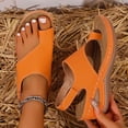 thumbnail image 4 of Orthopedic Sandals for Women Low Wedge Arch Support Flip Flops Hook and Loop Slingback Summer Outdoor Nonslip Walking Shoes Orange Size 7, 4 of 6